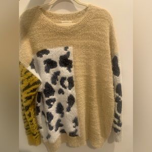 Sweater multi animal print eyelash soft fuzzy.